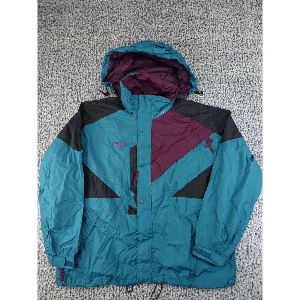 Vintage Columbia Windbreaker Jacket Mens L Teal Purple‎ Vintage 90s Colorblock